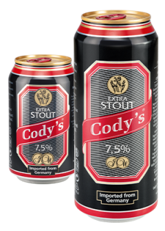 picture of the can of cody's extra stout beer