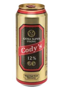 picture of the can of cody's extra super strong beer