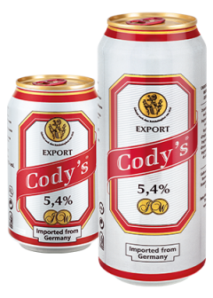 Cody's Export Beer 33cl can and 50cl can picture of the can of cody's export beer