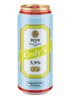 picture of the can of cody's beer with citrus-vodka taste